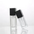 1oz Refillable Square Clear Frosted Glass Foundation Bottle