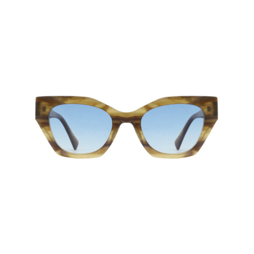 Frauen trendy polarisierte schlanke Katzenaugen -Acetat -Sonnenbrille