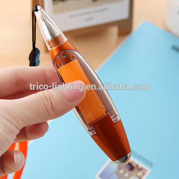 the function ballpoint pen with LED light and paper inside