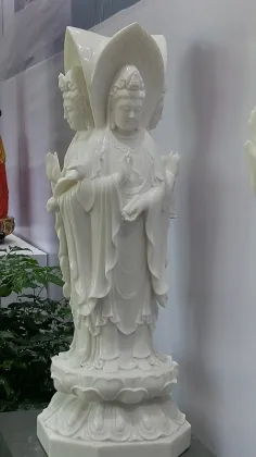 Best Quality White Marble Stone Buddha Guan Yu Sculpture
