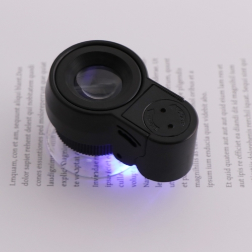 Adjustable Loupe Magnifier Jewelry Magnifying Glass 45X Loop LED Focus UV Light 3 x LR1130 Button Cell 21mm Lens Diameter
