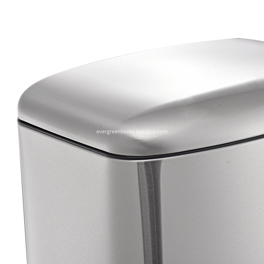 stainless steel trash can with soft close lid