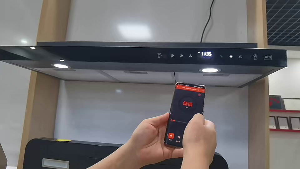 High Quality 90cm Stainless Steel Smart Wave Touch Phone Wifi Control Cooker Hood Kitchen Slim Range Hood Chimney