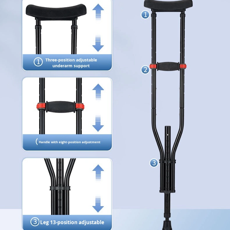 Adjustable Single and Double Underarm Aluminum Alloy Crutches Anti-Slip Medical Cane for Elderly and Disabled Axillary Crutch1