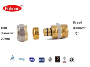 2015 Hot selling brass fitting pipe bathroom light copper fitting PEX-AL-PEX 20x1/2"mm A458