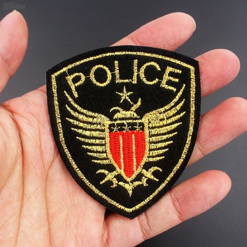 Fashion Gloden Police Embroidery Patches Creative Badge