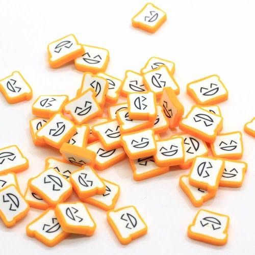 Pretty Yellow Smile Funny Faces 10mm Bread Square Polymer Clay Soft Nail Art Stickers 500 g / bag Ragazze Women Nail Decors