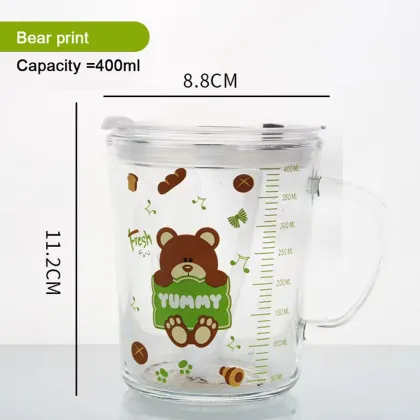 Cup of milk Children's scale cup Breakfast cup cute cartoon Seal the sippy cup Drinking water cup