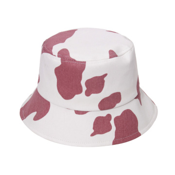 Women's Outdoor Sun Protection Fisherman Style Dairy Pattern Bucket Hats