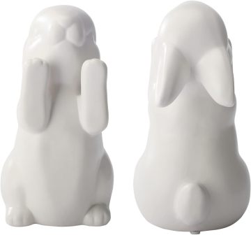 Ceramic Rabbit Bookends - Handmade Porcelain Bunny Book Ends