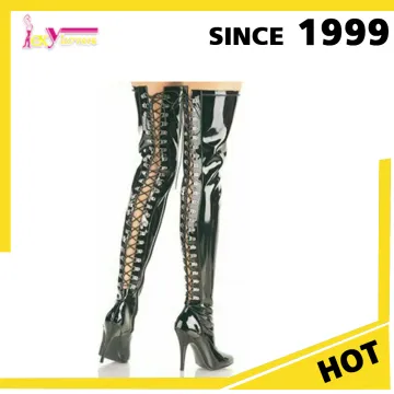Global big sale high cut custom made fetish heel sexy stiletto thigh high heel tight boots for sexy lady