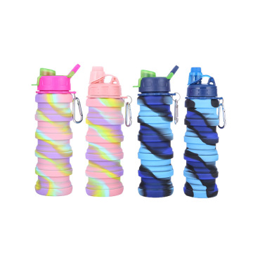 500ml Reusable BPA Free Silicone Collapsible Leakproof Water Bottle
