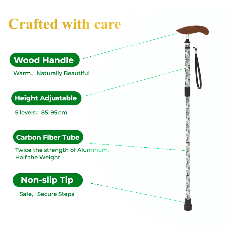 Adjustable Carbon Fiber Walking Cane for Disabled Users - View 4