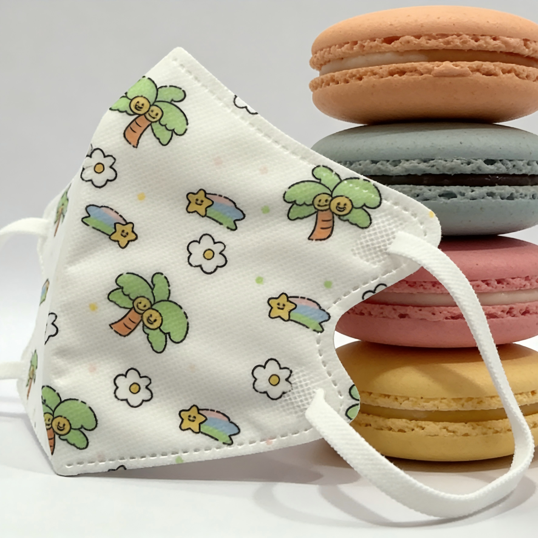 Máscara infantil fofa branca de 3 camadas