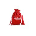 Personnalisé sac cadeau de velours rouge avec logo blanc