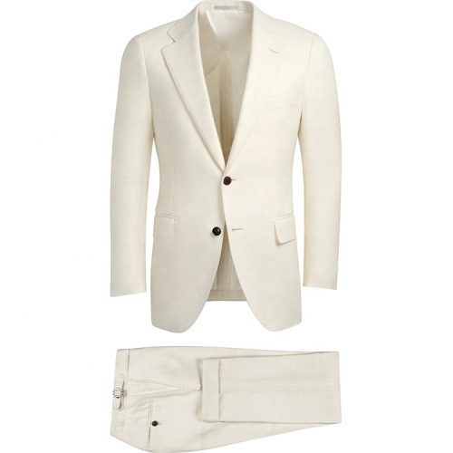 Creamy White Formal Suit 100% Wool Half Lining