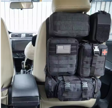 Factory Wholesale: Multi-Pocket Tactical Car Seat Back Organizer with 5 Detachable Molle Pouches - Vehicle Panel Organizer & Tool Bags