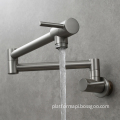 High-Quality Gun Gray Stainless Steel Wall-Mounted Kitchen Faucet with Two Handles and Cold Water Functionality