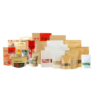 Kraft Craft Paper Standing Up Zipper Bags With Window