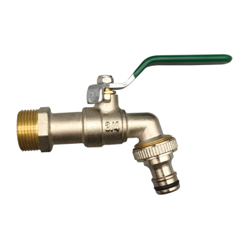Nickle Plated Brass Light-Duty Outdoor Garden Tap, 1/2 x 3/4 Inch, Green Lever Bibcock
