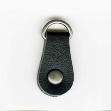 Zip Puller with PU Label and Brass Button