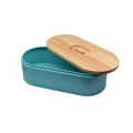 Bread Box Bamboo Lid Stainless Steel Bread Bin