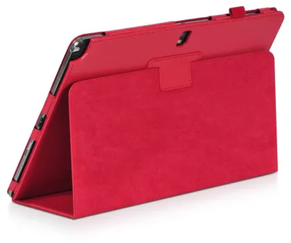 Portable Leather Stand Pu Covers , Red Tablet Protective Cases