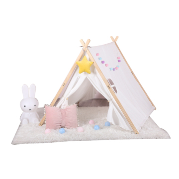 Children's Solid wood frame white canvas tent