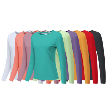 Custom Logo Women Sports Long Round Collar Shirts