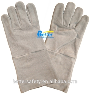 No lining Long Thin Split Cowhide leather Construction Gloves