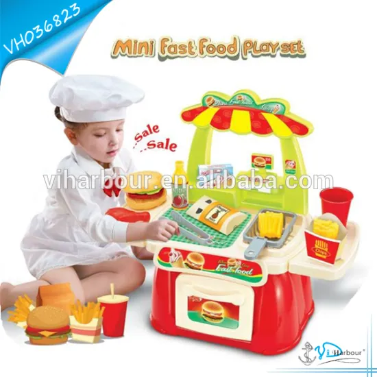 Mini Fast Food Play Set Toy With Hamburger and Chips For Kids