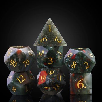 Natuurlijke edelsteen DND dobbelstenen set met koffer, 7PCS handgemaakte echte stenen dobbelstenen set voor Dungeons and Dragons tafelbladspellen