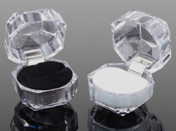 Tiny Transparent Acrylic Ring Showing Boxes