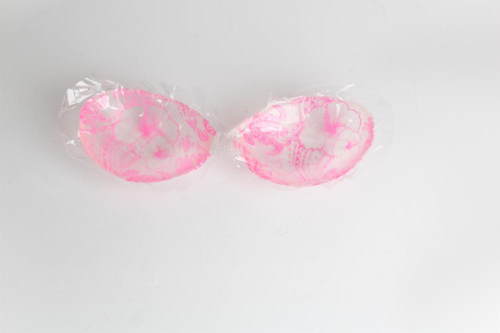 Flower printed invisible Push up silicone bra