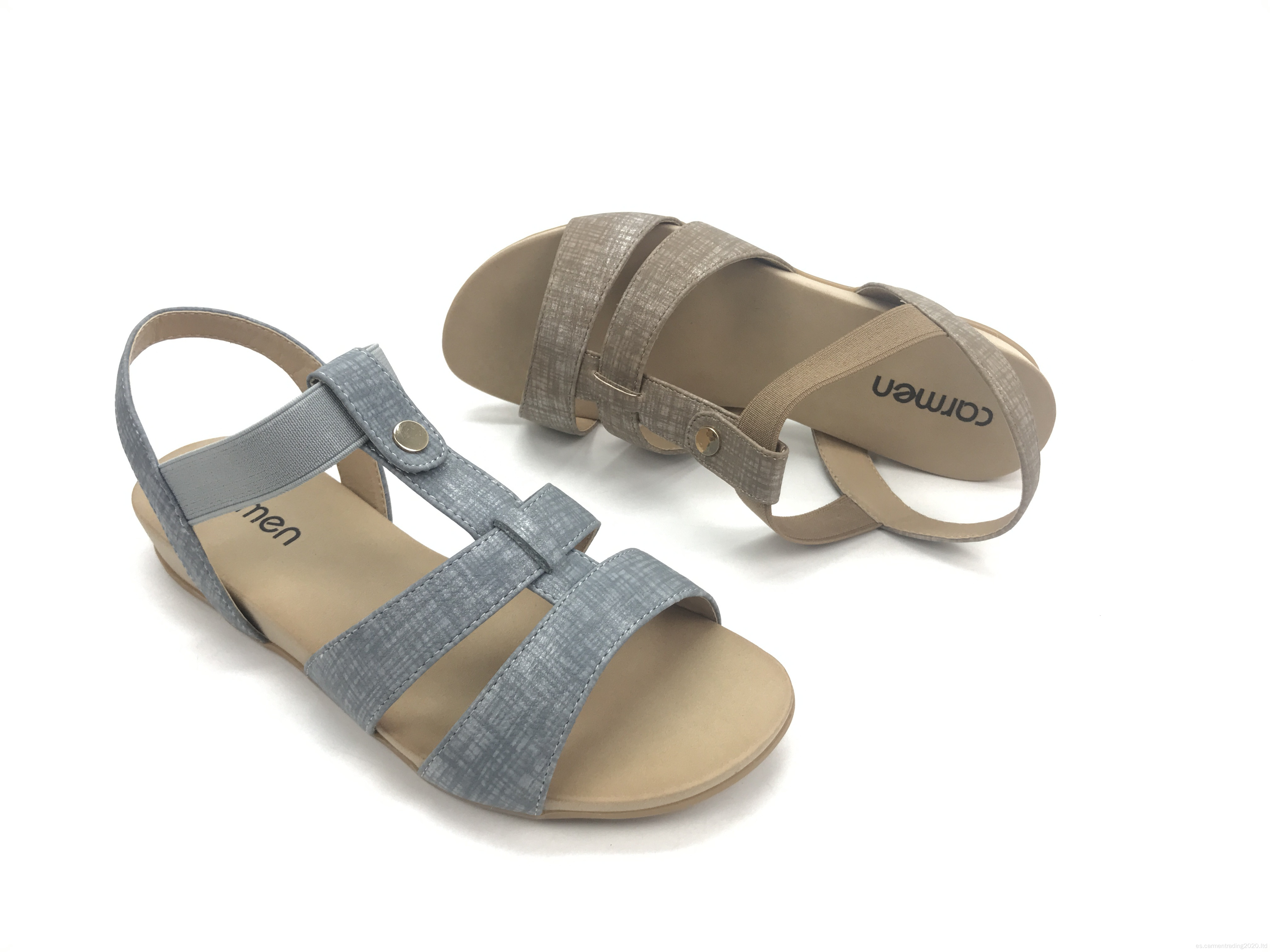 Sandalias femeninas Sandalias de comodidad elástica de correa de espalda
