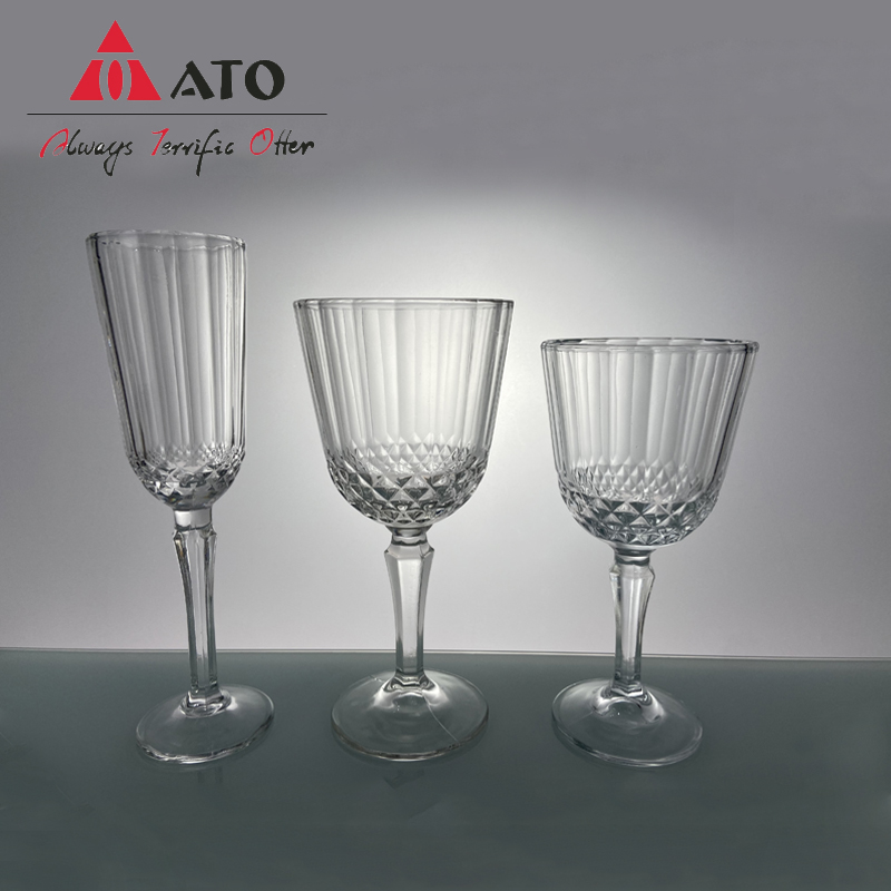 Colored Goblet Wine Water Glass Pressed Clear Glass