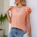 Top Summer Blouse V Neck Solid Casual