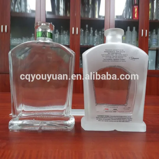 Frosted Square Pisco Bottles For Spirits 750ML 0.75 Litre Glass Bottle