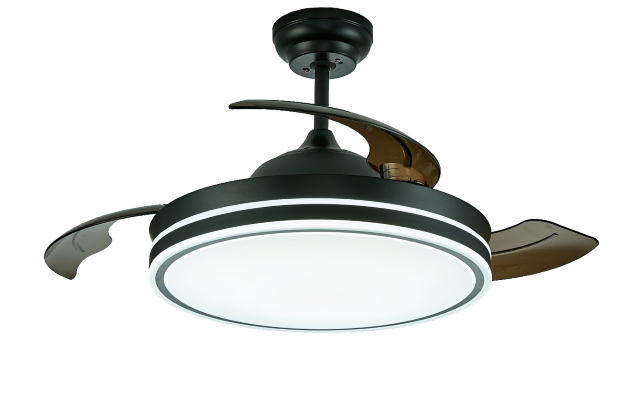 Black Retractable Ceiling Fan with 3-Blades