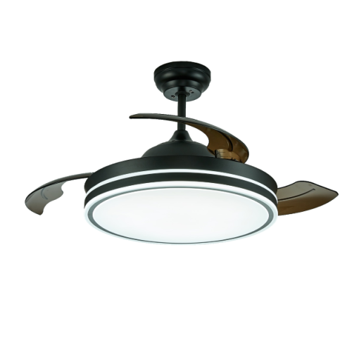 Black Retractable Ceiling Fan with 3-Blades