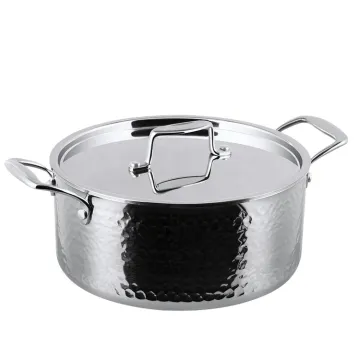 3 Ply 304 Hammered Stainless Steel Stockpot - Cookware for Kitchen Soup and Cooking Needs