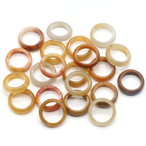 Yellow Jade 6T Stone Band Rings for Women Men Healing Chakra Stackable Ring Balance Energy