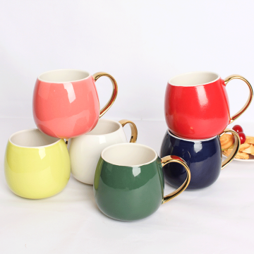 Personalized Gold Handle Luxury Ceramic Coffee Mug - New Arrival
