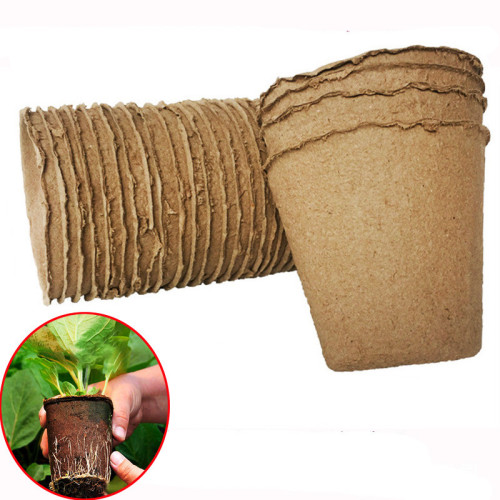 Garden Round Peat Pots 6 cm Degradable Pulp Plant Seedling Starters Cups Nursery Herb Seed Tray Garden Supplies 10Pcs