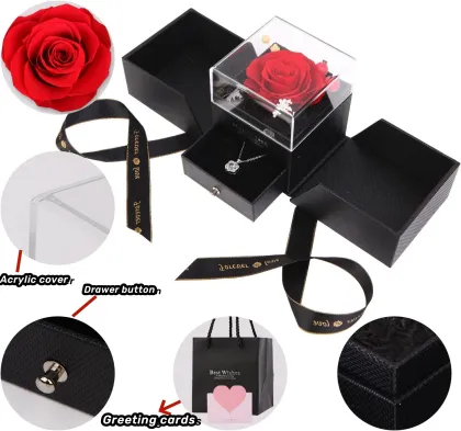 Wholesale Acrylic Square Flower Jewelry Gift Box with Forever Roses