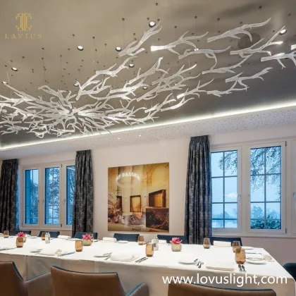 White antler light luxury chandelier hotel restaurant personalized project chandelier custom antler hotel chandelier