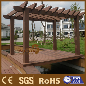 Foshan wpc outdoor wooden pergola, arc-shaped gardens pergola.