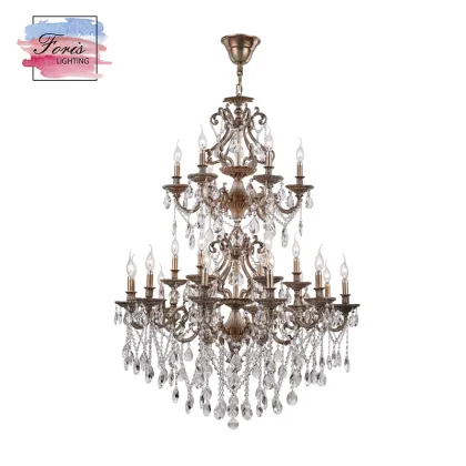 Antique Big Copper Rose Gold Murano Glass Crystal Chandelier for High Ceilings