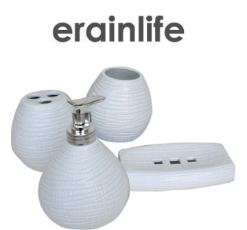 White Simple style Round ceramic bathroom set