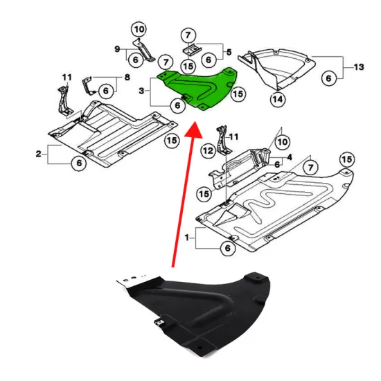 2004-2007 BMW 1 Series E87 E90 Oil Sump Mudguard Replacement Part 51757163563